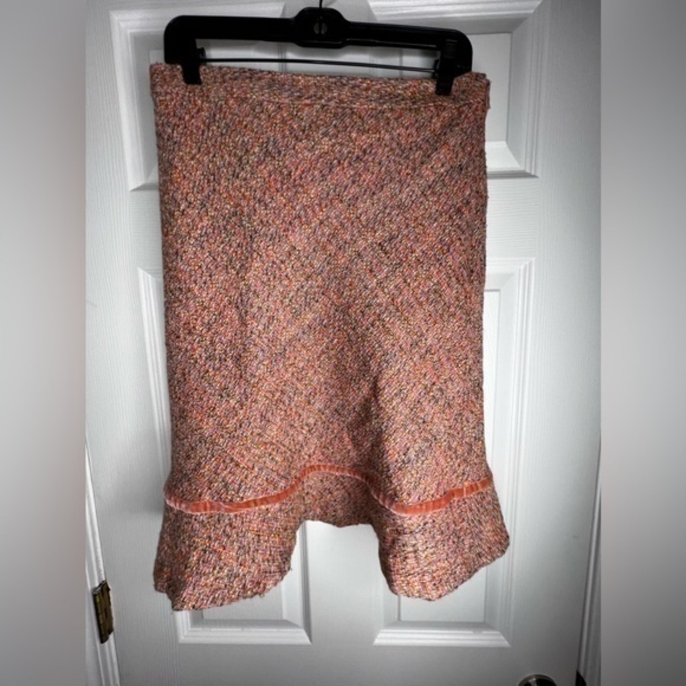 GAP Womens Size 6 Pink Wool Tweed A-Line Skirt Ruffle Hem Lined S Career